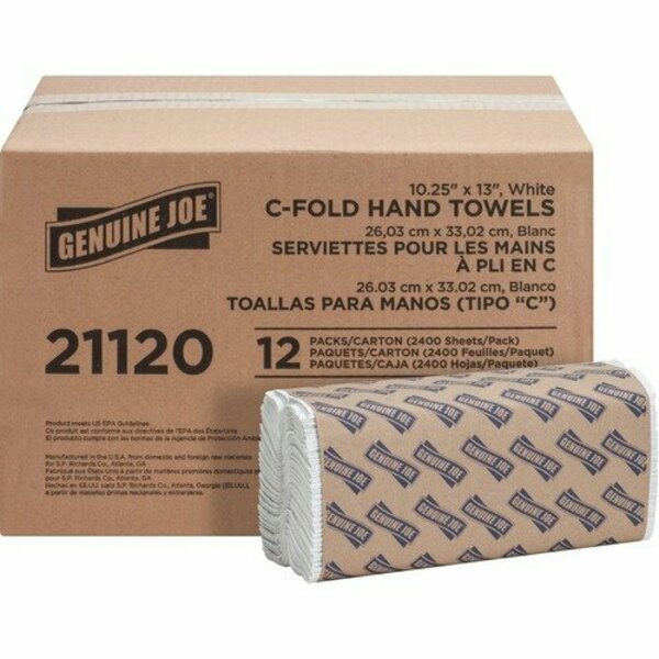 Bsc Preferred Genuine Joe Towels, C-Fold, 1-Ply, 13inx10-1/4in, WE, 12PK GJO21120